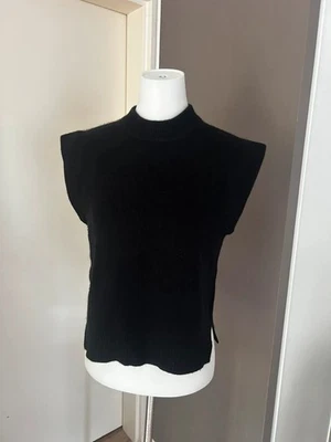 Galeries Lafayette Pull Sans Manches Noir Col Montant Laine Cachemire Taille M - Photo 1/4