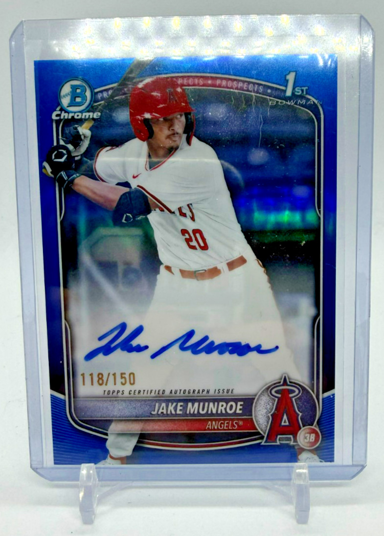 2025 Bowman Chrome Draft Jake Munroe 1st Bowman True Blue Refractor Auto 118/150