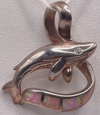 Sterling Silver Dolphin Mother And Child Pendant 3.40gr 
