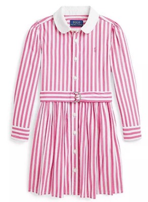 NWT, Girls Ralph Lauren Pink-White Striped Belted Shirt Dress. Size 8. Eu  140 | eBay