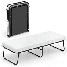 Folding Bed with Mattress, 75" x 31" Rollaway Guest Bed with Memory Foam He...