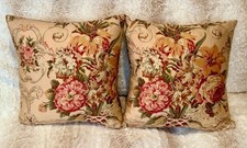 Vintage 2 RALPH LAUREN Cotton Sateen Guinevere Throw Pillows 16x16 Down Inserts