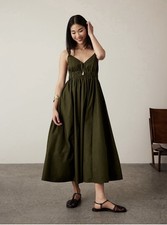 Banana Republic Olive Green Poplin Strappy Midi Dress Size XS NWT RT$140