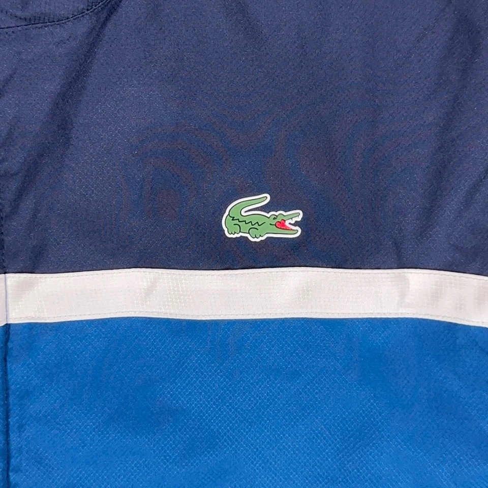 Chaqueta deportiva Lacoste para hombre M azul a rayas forrada con cremallera cortavientos tenis Foto 2 de 4