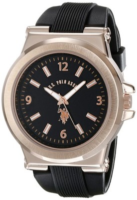 U.S. Polo Assn. Sport Mens USC90006 Rose Gold-Tone and Black Silicone Strap