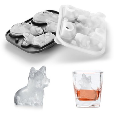 3D Corgi Dog Ice Cube Mold - Large Craft Trays for Whiskey & Cocktails