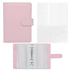 15 PCS Binder Pockets with PU Leather Notebook Binder Cover A6 Light Pink