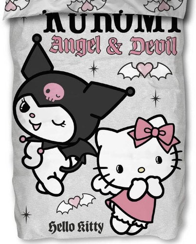 Hello Kitty & Kuromi Wende-Bettwäsche-Set 135x200 80x80 Baumwolle Angel & Devil - Bild 3 von 4