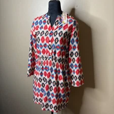 New Just Funky Women Dress Sz S Aztec Long Sleeve V Neck Boho Bohemian Festival