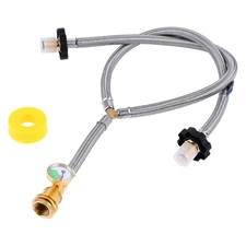 Stainless Braided Hose Y Splitter Dual Propane Tanks Convert Adapter POL QCC