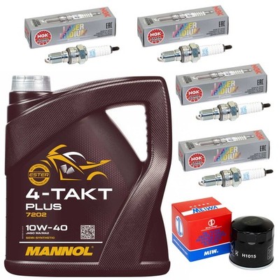 Ölfilter Set Inspektion 4L Öl Zündkerzen für Honda CBR 1000 RR SC57 CBR 2004-07