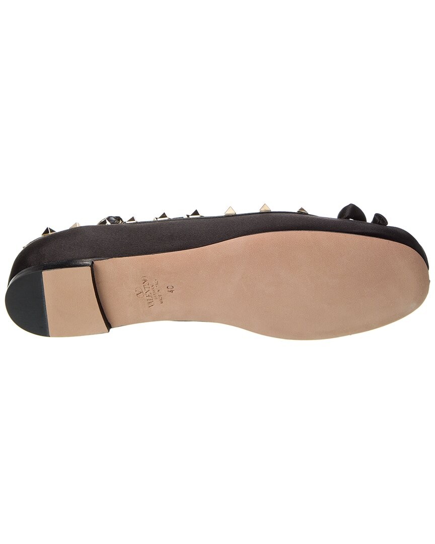 Valentino Rockstud Satin & Leather Flat Women's thumbnail 4