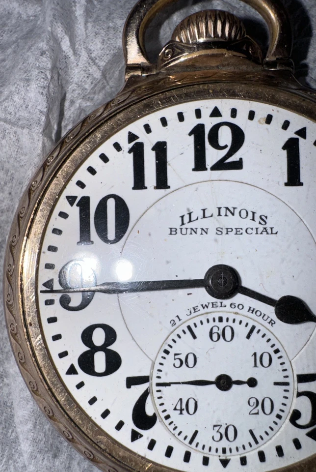 Illinois Bunn Special 60 Hour Railroad Pocket Watch (1929) 10k Runs - Image 3 of 4