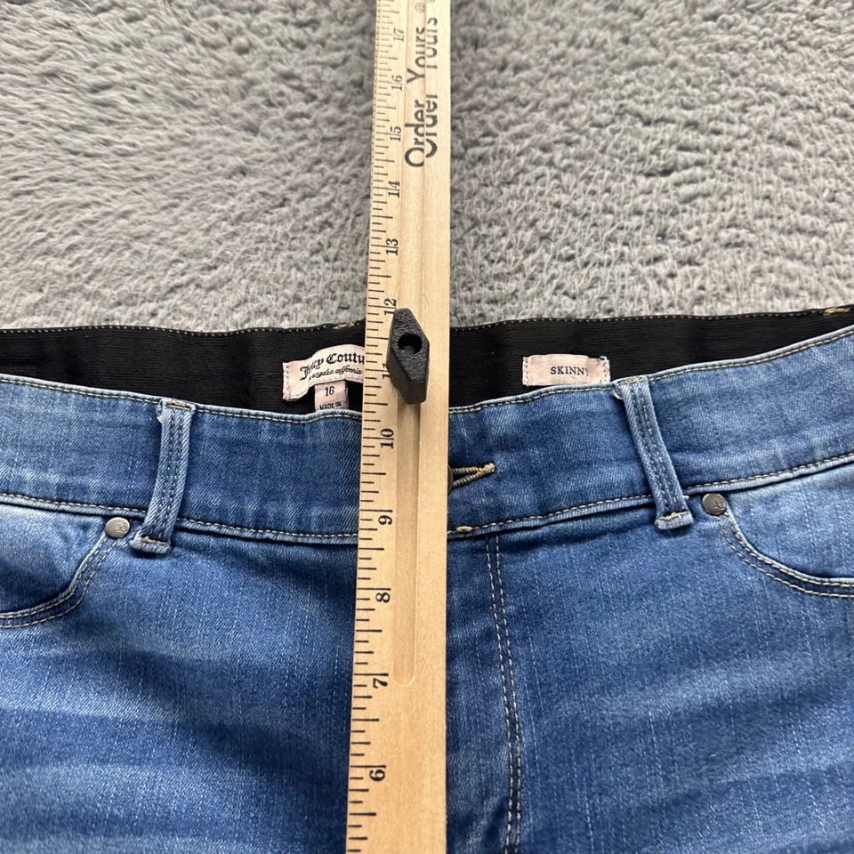 Pantalones de mezclilla Juicy Couture para mujer talla 16 azul lavado medio algodón elástico calce ajustado Foto 3 de 4