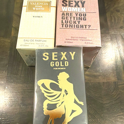 Women s Perfume Lot 3 Sexy Gold 717 Sexy Women Valencia Roma White EDP 3.4oz