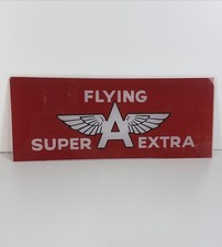 Vtg Original Flying A Super Extra Gasoline Glass Pump Insert Plate Vgc Rare Htf