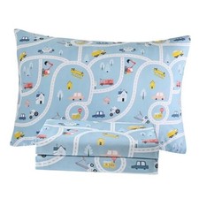 Sheets Set for Boys Kids - 3-Piece Car Town Bedding Set, Twin Blue Car