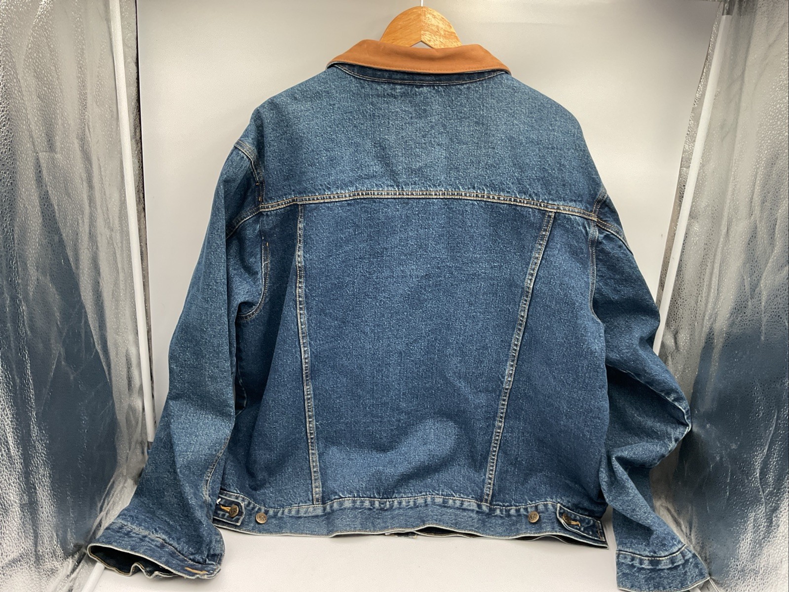 Lee Outerware Lined Denim Work Jacket Leather Col… - image 8