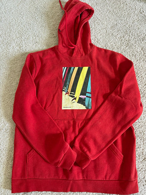 Oakley Men's Red Fleece Logo Graphic Hooded Pullover Hoodie Pockets XL