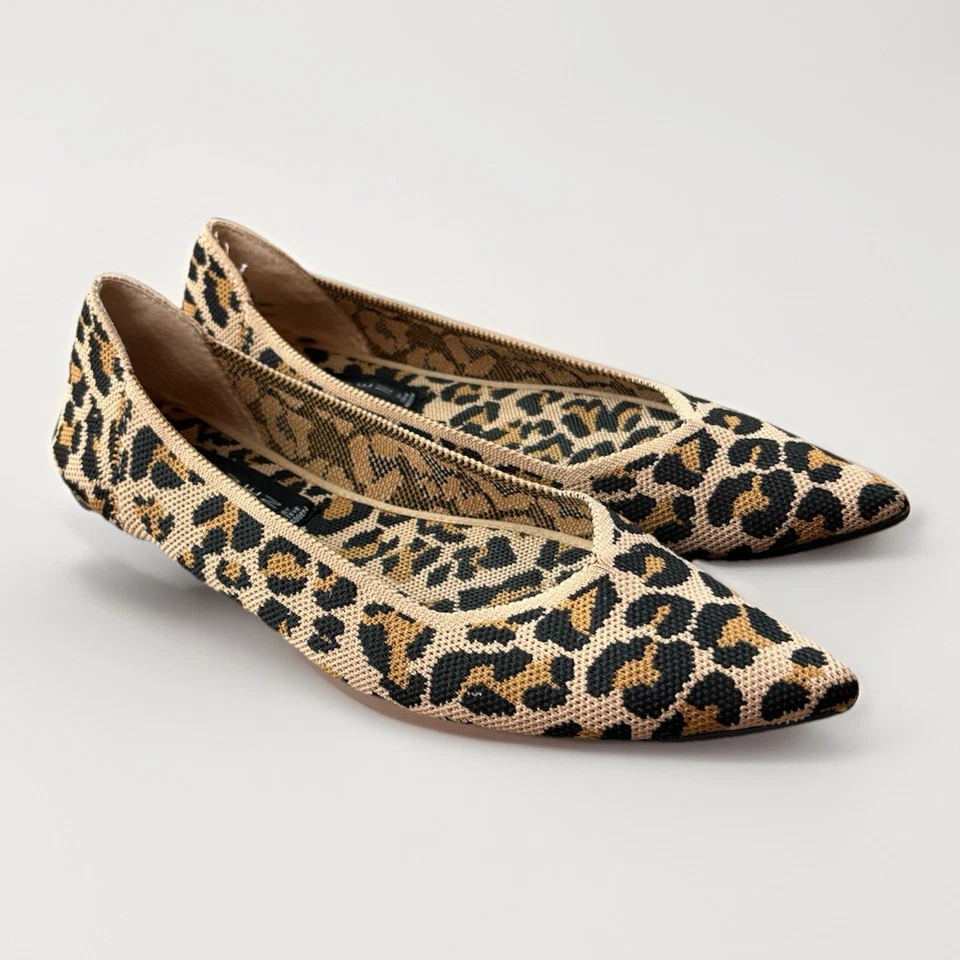 Zapatos planos Steven By Steve Madden rosados con estampado de animales puntiagudos tejidos talla 7,5 Foto 2 de 4