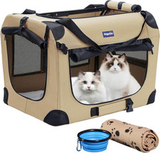 Portable Collapsible Dog Crate, Travel Dog Crate 24X17X17 with Soft Warm Blanket