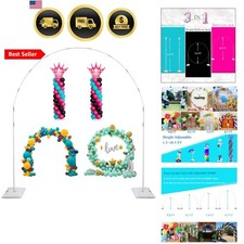 Balloon Arch Stand, 7.5ft Large Round Backdrop Frame, Adjustable Half Circle ...