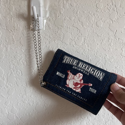 Portachiavi portamonete vera religione catena piccolo denim blu