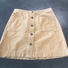 Gap Corduroy Mini Skirt Size XS Brown 2 Pocket Western Button Front Y2K