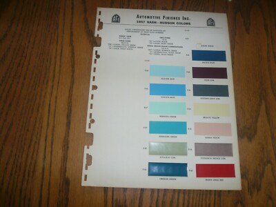 1957 Nash AFI Color Chip Paint Sample - Vintage | eBay