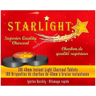 100 Briquets 40mm STARLIGHT Charcoal Coal Carbon Instant Burn Hookah incense