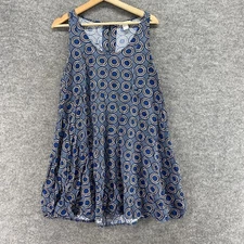 H&M Dress Women 12 Blue Polka Dot Shift Short Sleeveless Round Neck Casual