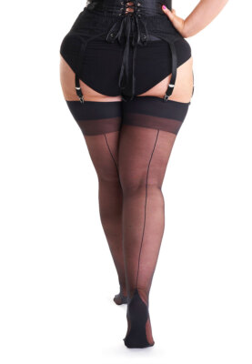 Sexy Übergröße französische kubanische Nahtstrümpfe schwarz beige extra große Dessous XL