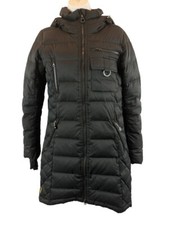 Lole Women's S Black Down Feather Hooded Long Quilted Puffer Winter Jacket