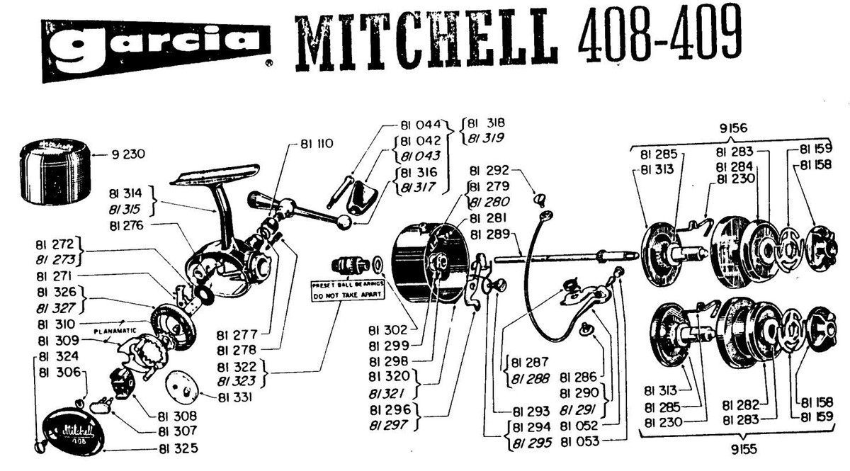 NOS Garcia Mitchell 308, 309, 408, 908 & 909 Fishing Reel Parts | eBay