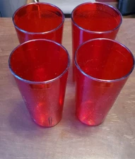 Lot of 4 NEW 12 Oz Red Plastic Cups USA Vintage Pizza Hut Style