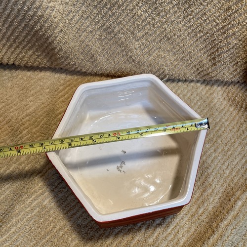 McCoy Floraline 420 six-sided planter beige w/swag design cream interior 7” - Picture 8 of 8