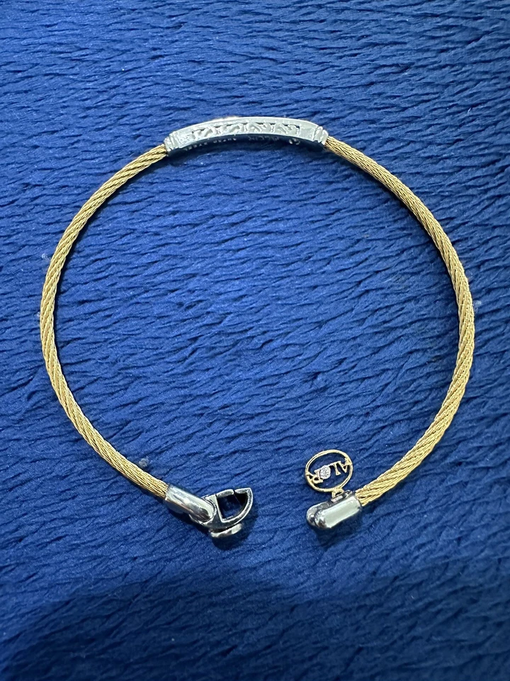 18k 750 Yellow Gold Diamond Cable Twisted ALOR Bracelet, 7” - Image 4 of 4