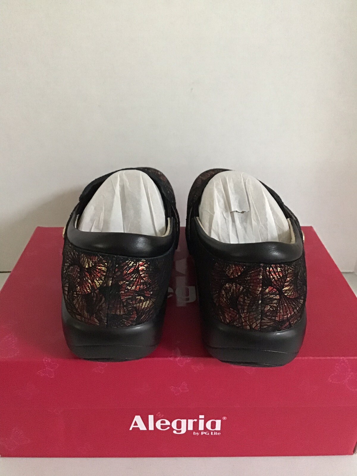 Alegria Kara Drama Black Red Metallic Gold Comfort Shoes Womens US Sz 77.5 NWB eBay