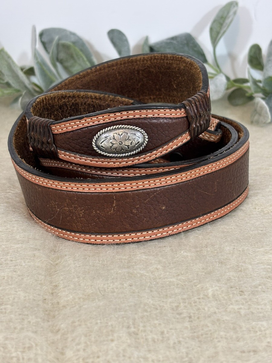 Larry Mahan Genuine Leather Belt Men Size 46 Silver  display picture 1