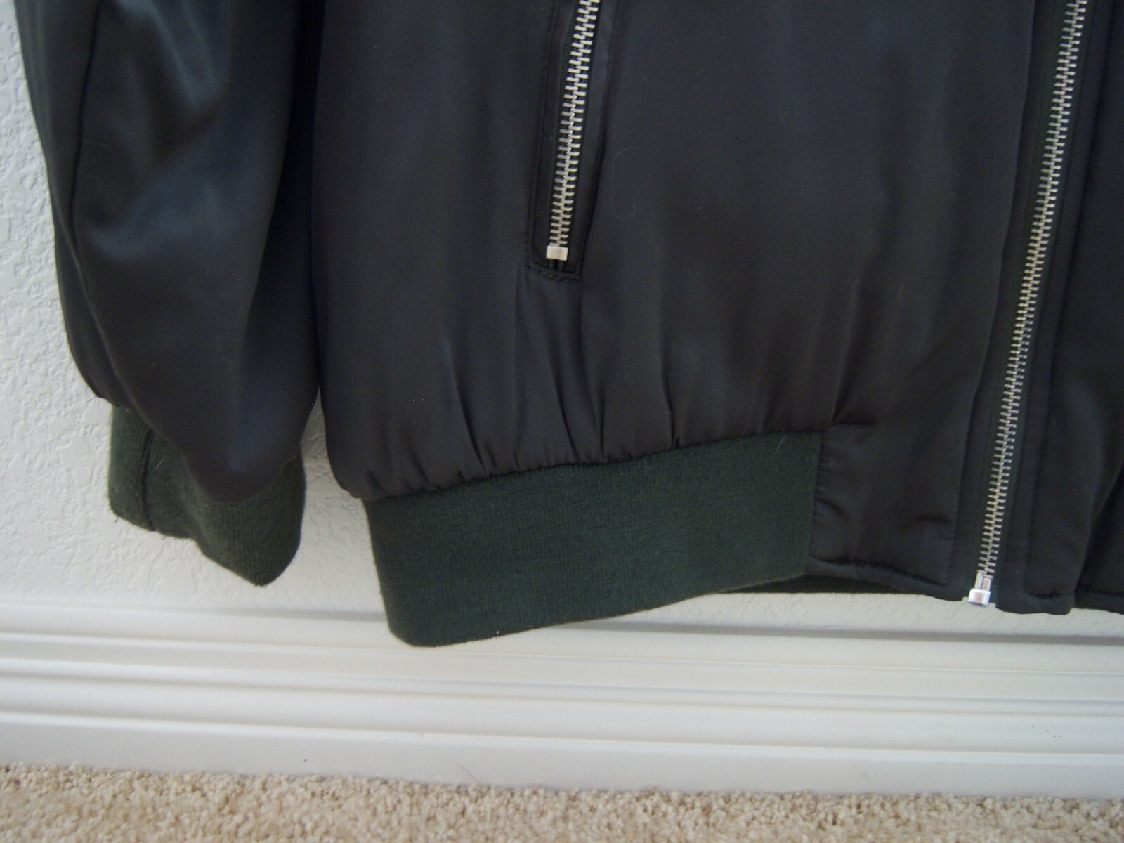 Zara Basic Collection women's medium green bomber… - image 3