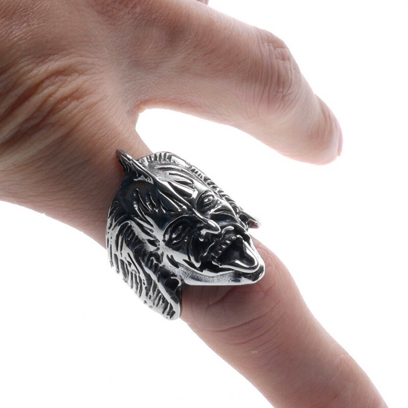 KISS “Gene Simmons” Demon/Biker Stainless Steel Ring (up to size 