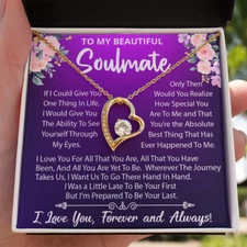 To My Soulmate Necklace, Heart Necklace, Valentine Gift , Gift For Soulmate!