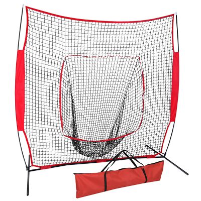 Baseball Softball 7x7Ft Bow Frame Practice Batting Training Net W Bag Outdoor
