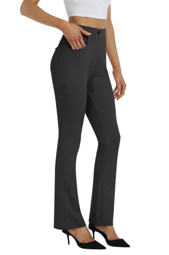 Women Bussiness Slacks Pant Soft Comfy Elastic Casual Stretch Bootcut Trousers - Picture 11 of 66