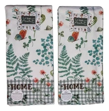 Set of 2 CottageCore HOME Ferns Terry Kitchen Towels by Kay Dee Designs