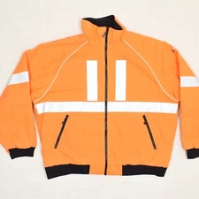 Wear Guard Polyester Neon Orange Zip Bomber Jacket XL Pepsi Fleece Lined STAIN