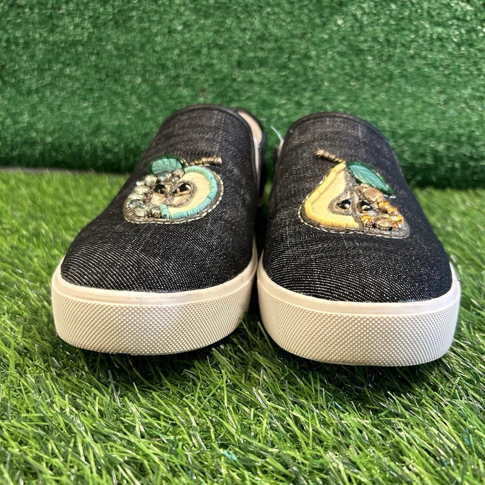 Sam Edelman Evelina Womens 8 M Black Shoes Sneaker Apple Pear Studded Embroidery - Image 2 of 4