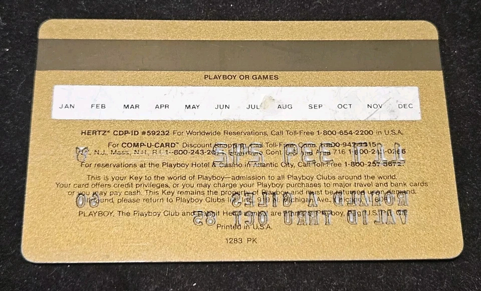 Vtg The Playboy Club Presidential Key Card Exp 1985 ~ Gold ~ our# B85 - Image 2 of 4