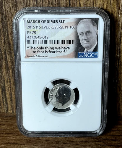2015-P Roosevelt Dime March of Dimes Set Silver Reverse Proof NGC PF70