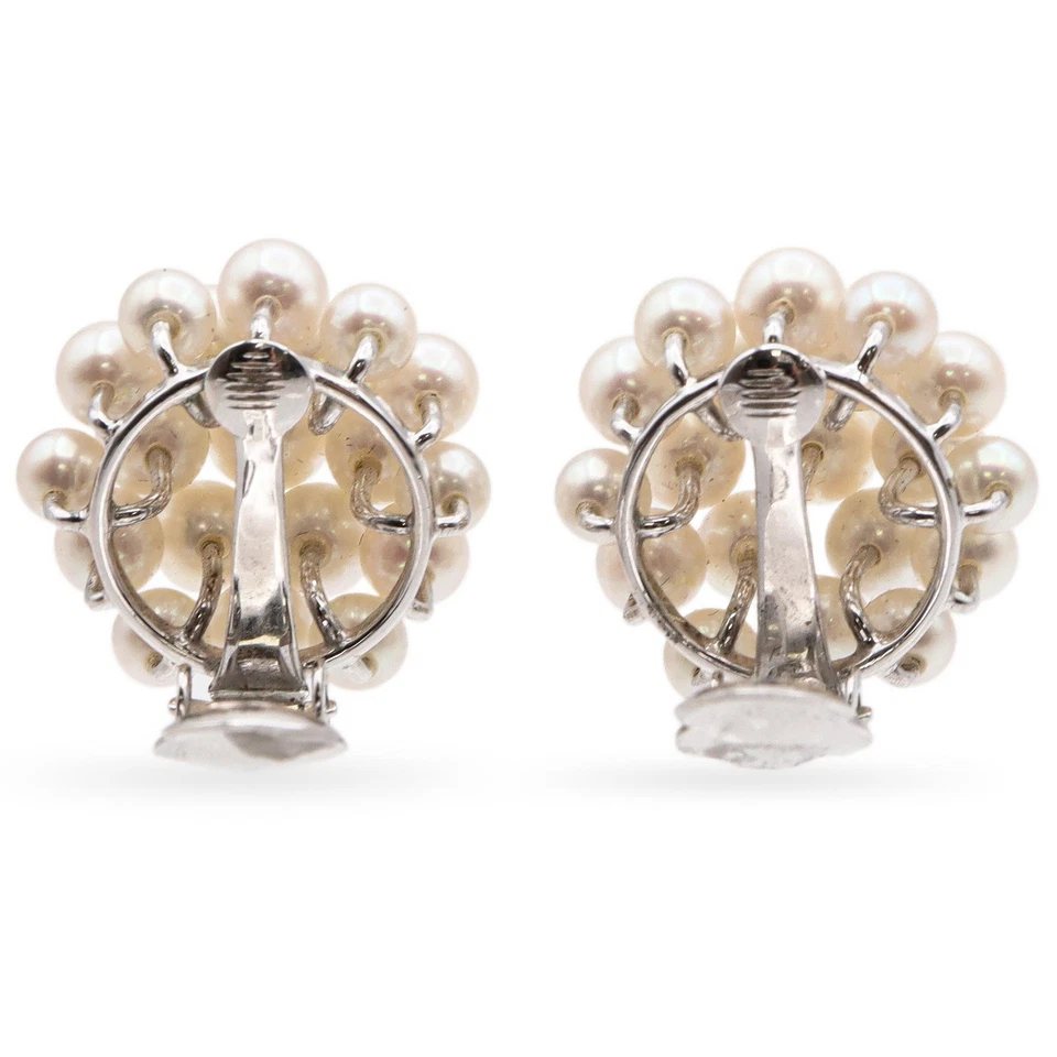 Tasaki Pearl Cluster Silver Plated Clip On Earrings - Image 3 of 4
